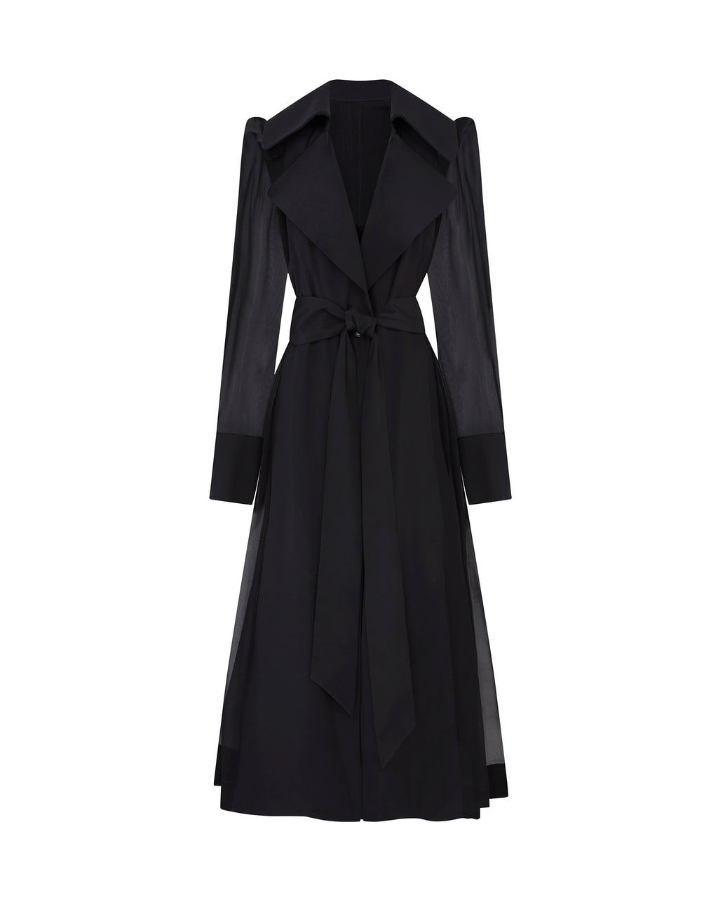 Farewell Lovely Trench Dress Black georgette and crepe silk