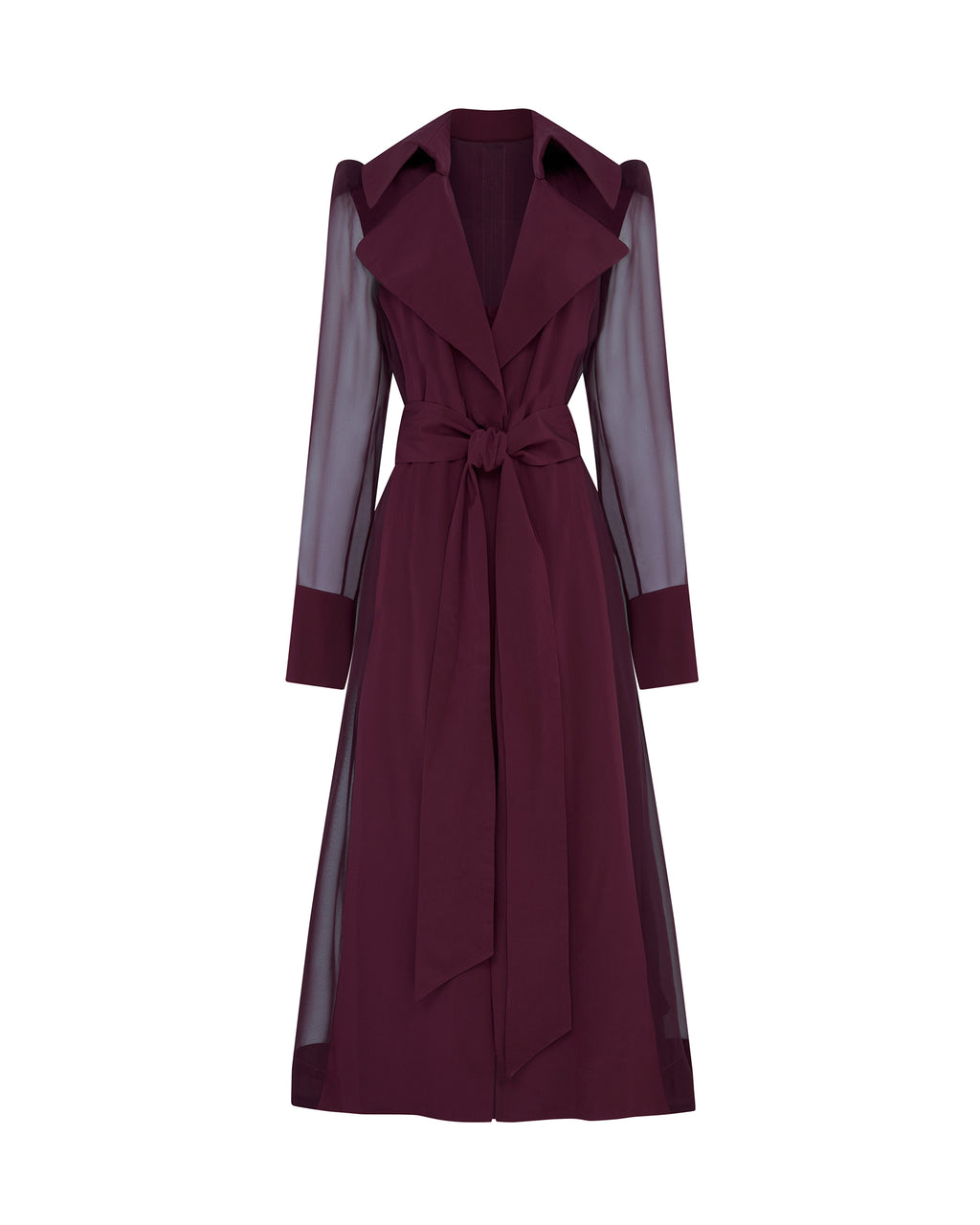 Farewell Lovely Trench Dress - Black Cherry georgette and crepe silk