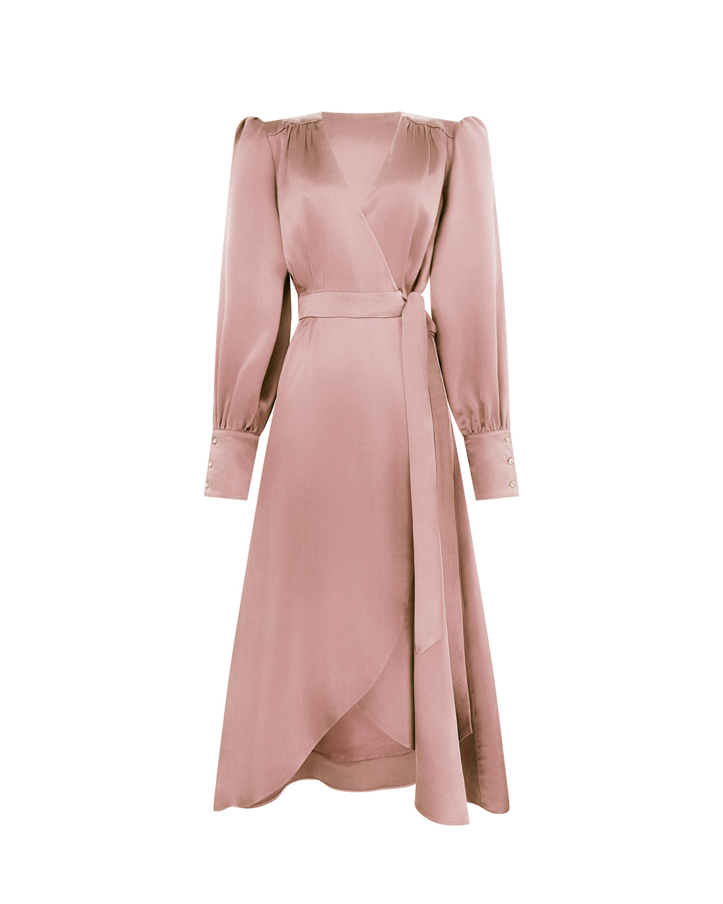 Queen of the Fae Slashed Sleeve Wrap Dress - Dusky pink silk Mignonnette London Queen of the Fae Slashed Sleeve Wrap Dress - Dusky pink silk Mignonnette London