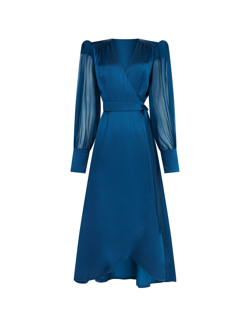 The Sylphie Wrap Dress - Teal hammered silk Mignonnette London The Sylphie Wrap Dress - Teal hammered silk Mignonnette London