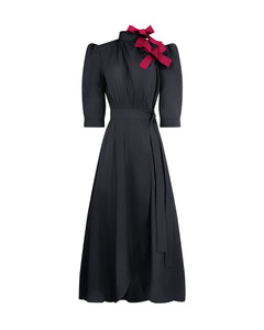 Charlotte Sometimes High Wrap Dress - Black cotton Mignonnette London Charlotte Sometimes High Wrap Dress - Black cotton Mignonnette London