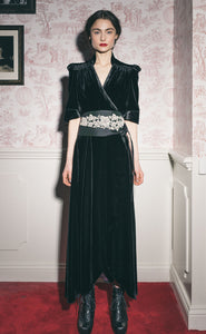 Floral Vine Lace Obi Belt - Gold couture lace on black - Mignonnette London